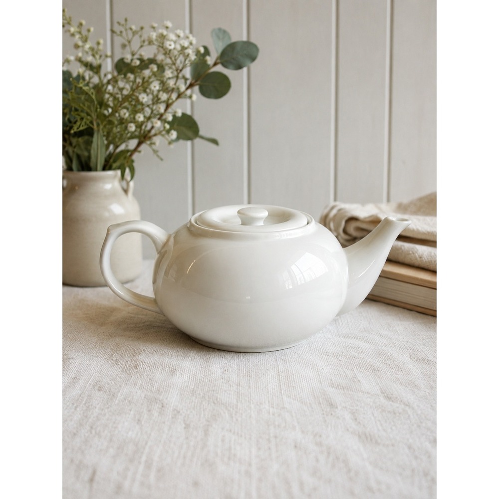 BIA Cordon Bleu White Porcelain Teapot Round Classic Minimalist Serving Piece